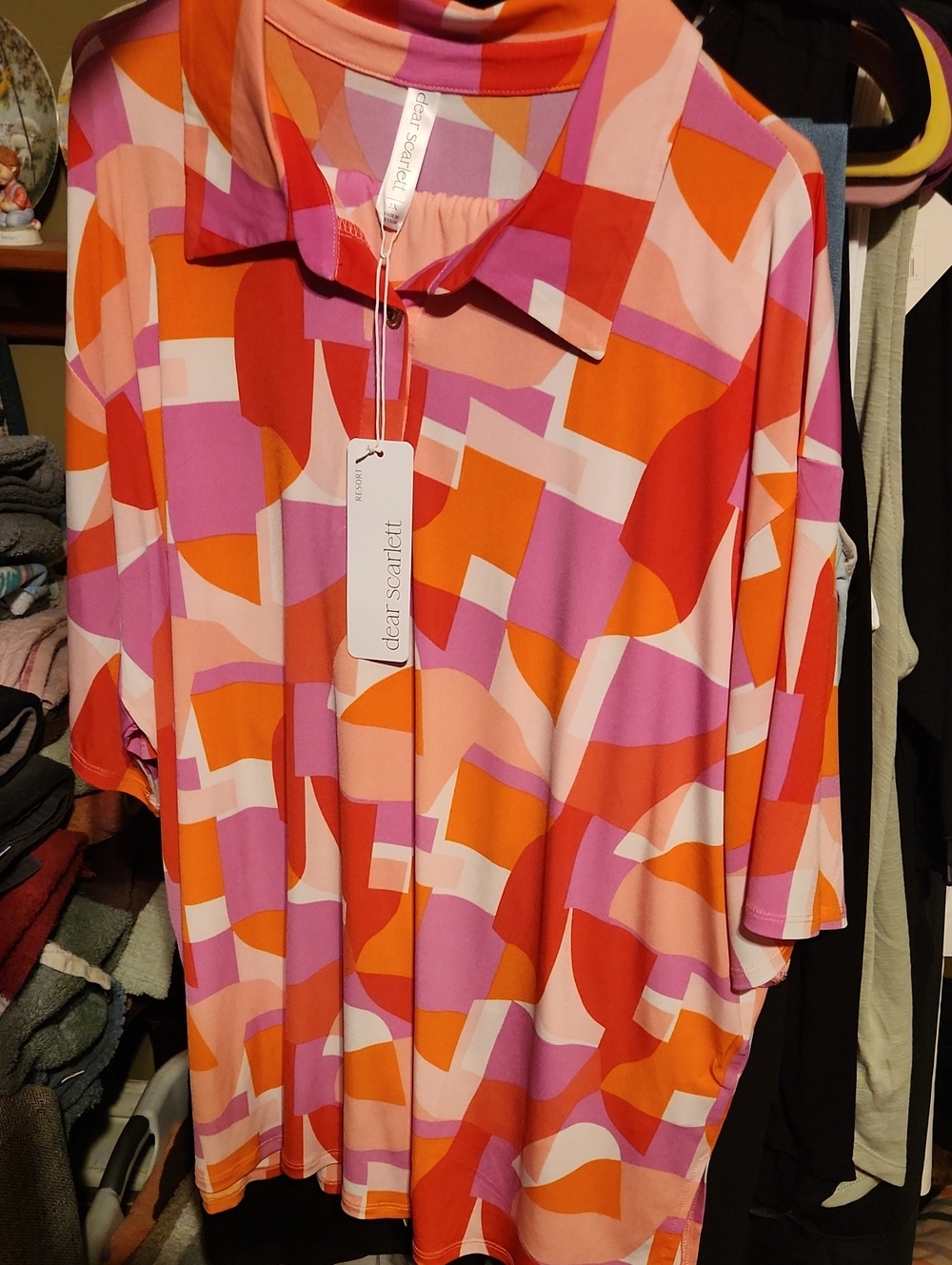 Dear Scarlett Women's Pink Orange Geometric 2 PC Set